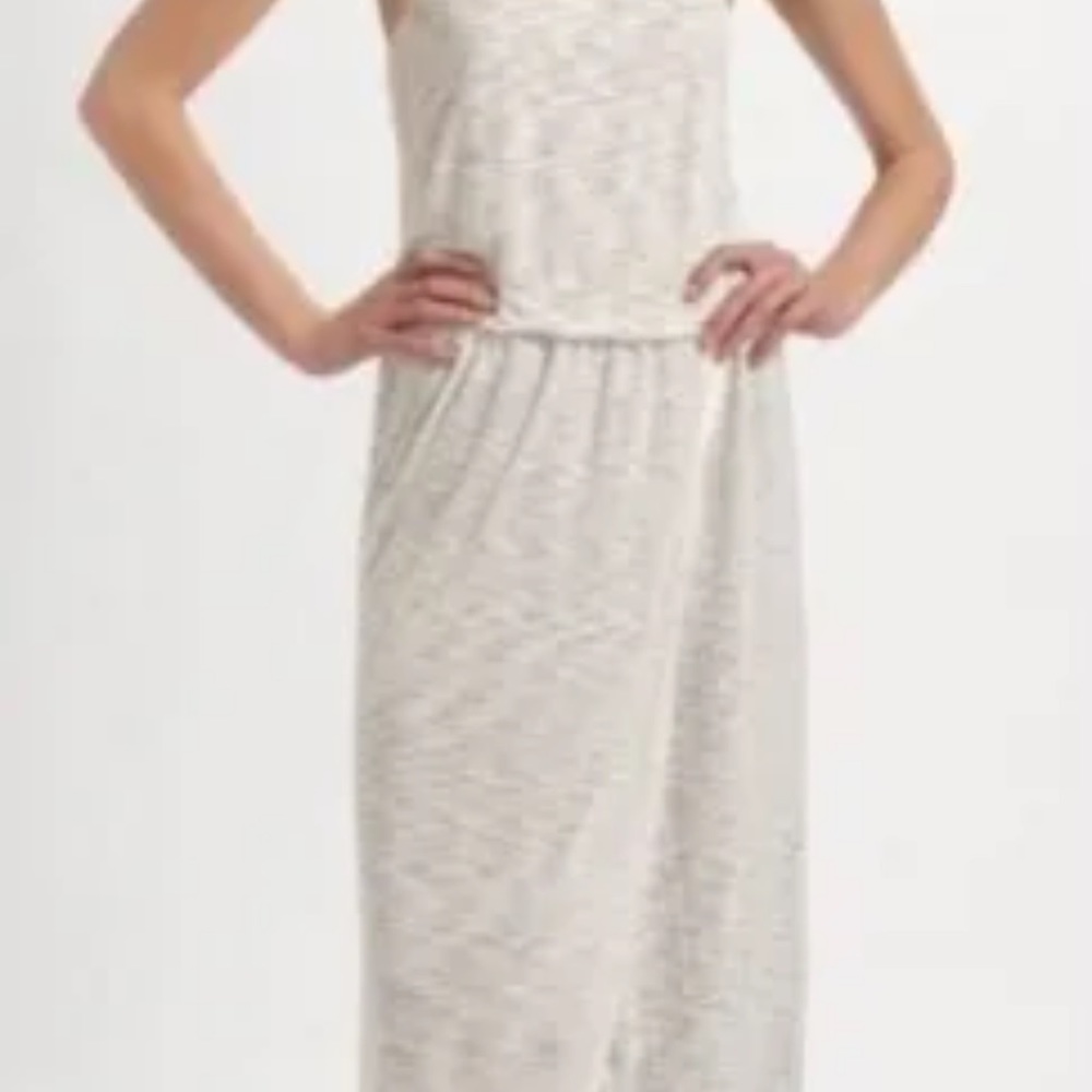Anthro Deletta Grecian Tulip Slub Jersey Knit Maxi Dress Ivory Medium M - Picture 7 of 8